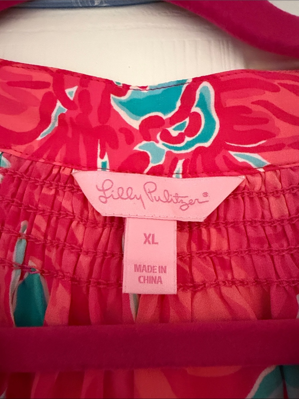 Lilly Pulitzer Pink and Turquoise Abstract Print Blouse - Picture 2 of 4